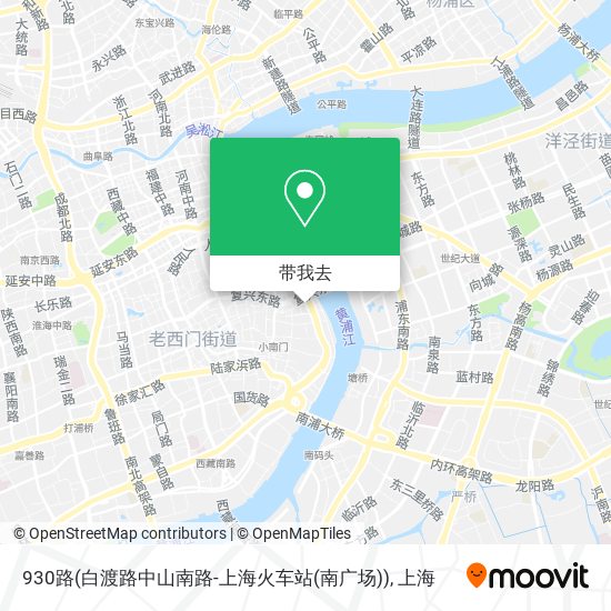 930路(白渡路中山南路-上海火车站(南广场))地图