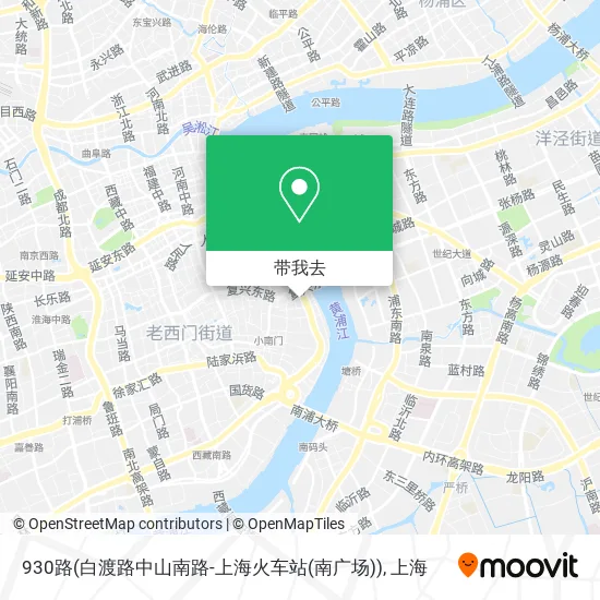 930路(白渡路中山南路-上海火车站(南广场))地图