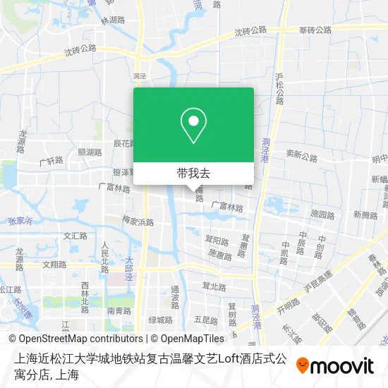 上海近松江大学城地铁站复古温馨文艺Loft酒店式公寓分店地图