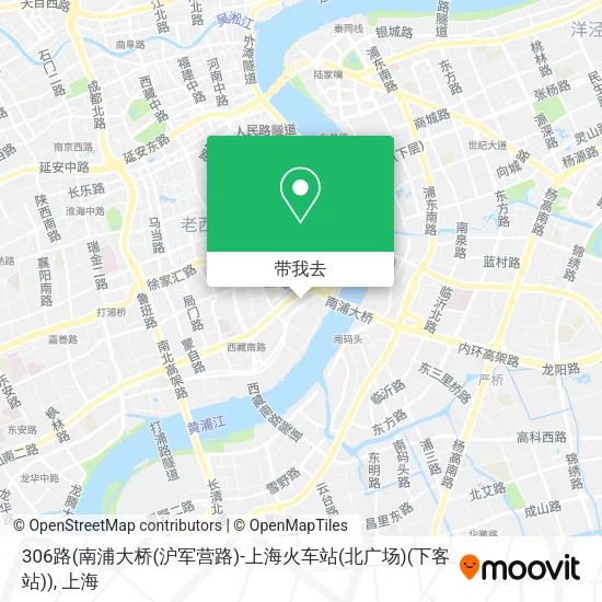 306路(南浦大桥(沪军营路)-上海火车站(北广场)(下客站))地图