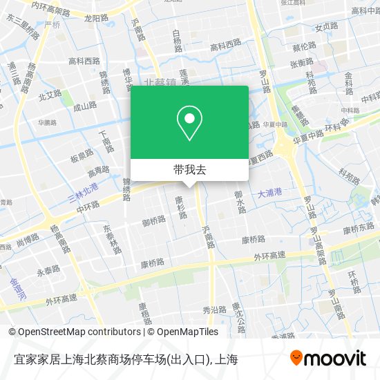 宜家家居上海北蔡商场停车场(出入口)地图