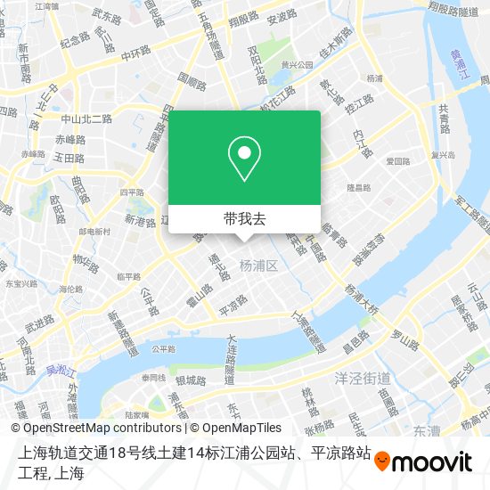 上海轨道交通18号线土建14标江浦公园站、平凉路站工程地图