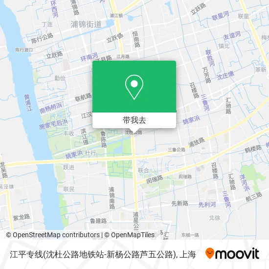 江平专线(沈杜公路地铁站-新杨公路芦五公路)地图