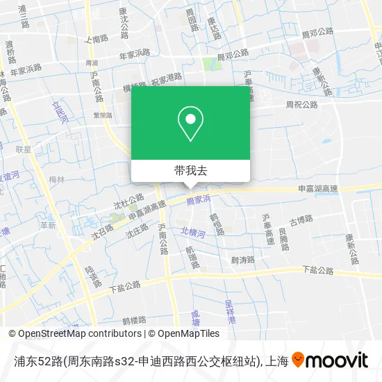 浦东52路(周东南路s32-申迪西路西公交枢纽站)地图