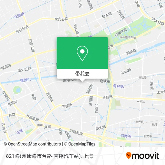 821路(园康路市台路-南翔汽车站)地图