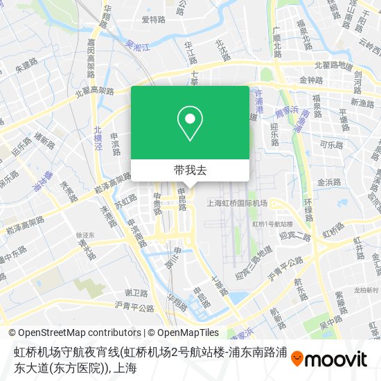 虹桥机场守航夜宵线(虹桥机场2号航站楼-浦东南路浦东大道(东方医院))地图