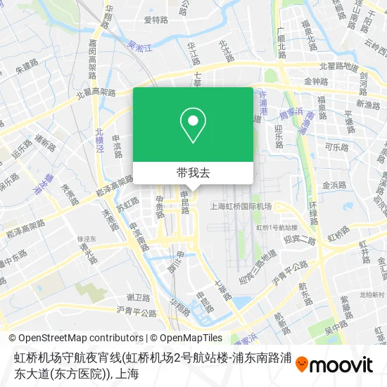 虹桥机场守航夜宵线(虹桥机场2号航站楼-浦东南路浦东大道(东方医院))地图
