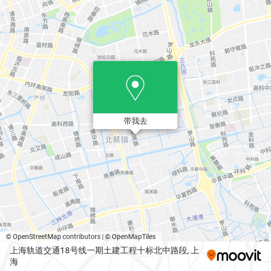 上海轨道交通18号线一期土建工程十标北中路段地图