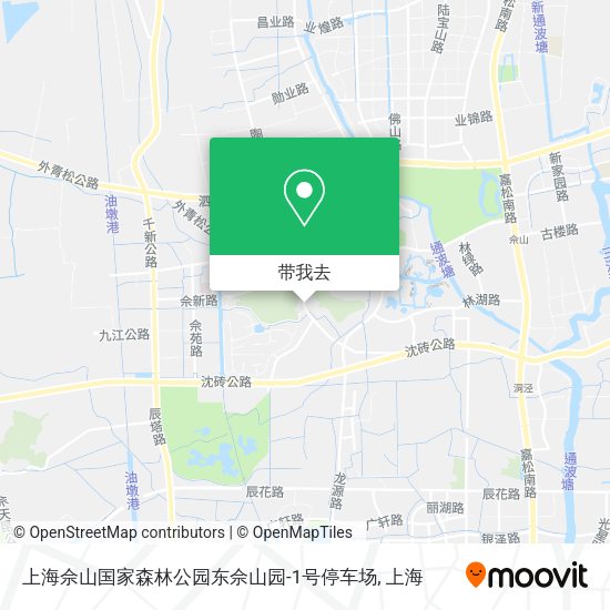 上海佘山国家森林公园东佘山园-1号停车场地图