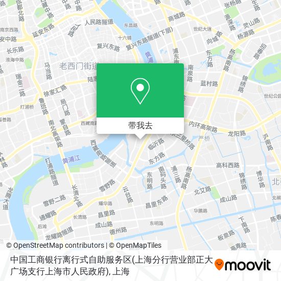 中国工商银行离行式自助服务区(上海分行营业部正大广场支行上海市人民政府)地图