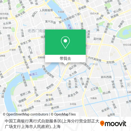 中国工商银行离行式自助服务区(上海分行营业部正大广场支行上海市人民政府)地图