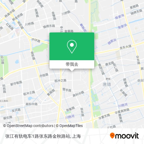 张江有轨电车1路张东路金秋路站地图