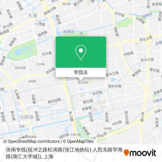 张南专线(祖冲之路松涛路(张江地铁站)-人民东路学海路(南汇大学城))地图
