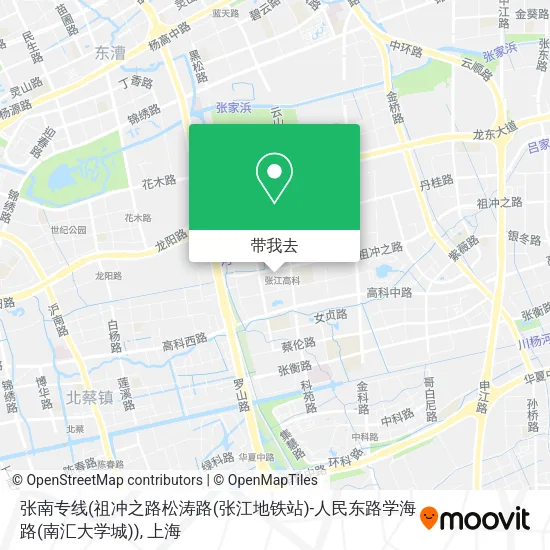 张南专线(祖冲之路松涛路(张江地铁站)-人民东路学海路(南汇大学城))地图