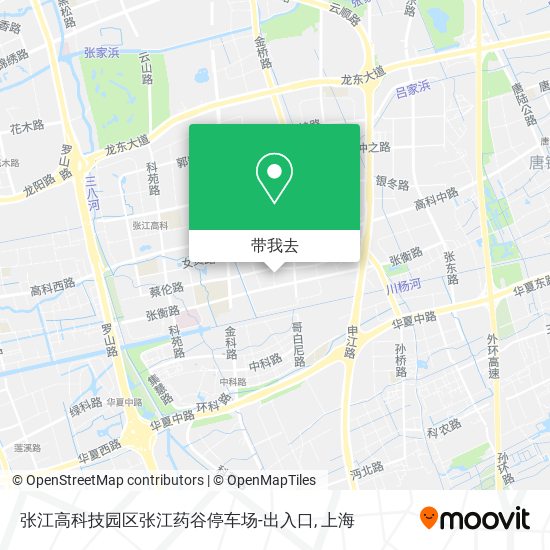 张江高科技园区张江药谷停车场-出入口地图