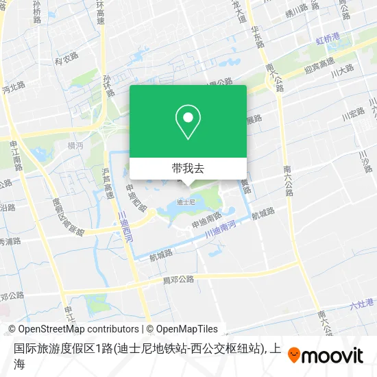 国际旅游度假区1路(迪士尼地铁站-西公交枢纽站)地图