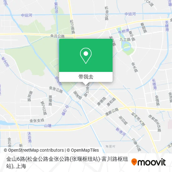 金山6路(松金公路金张公路(张堰枢纽站)-富川路枢纽站)地图