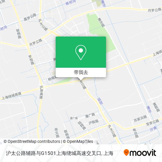 沪太公路辅路与G1501上海绕城高速交叉口地图