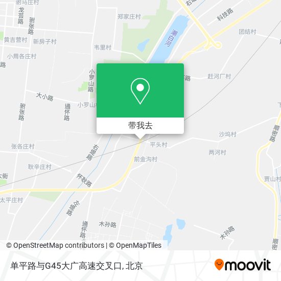 单平路与G45大广高速交叉口地图