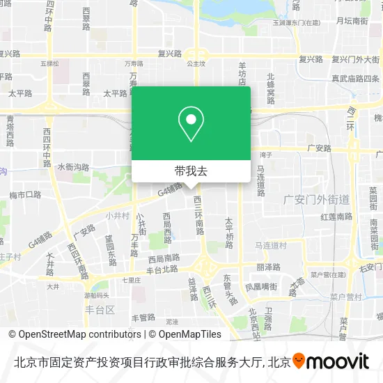 北京市固定资产投资项目行政审批综合服务大厅地图