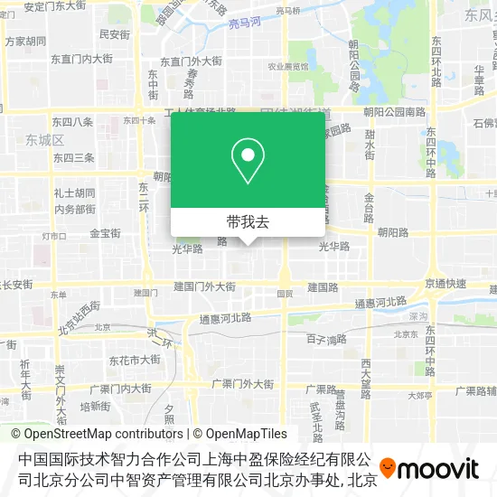中国国际技术智力合作公司上海中盈保险经纪有限公司北京分公司中智资产管理有限公司北京办事处地图