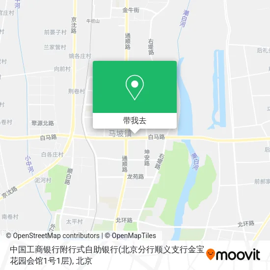 中国工商银行附行式自助银行(北京分行顺义支行金宝花园会馆1号1层)地图