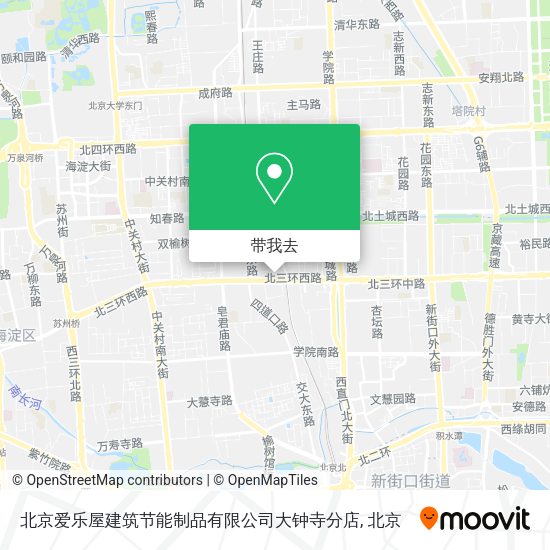 北京爱乐屋建筑节能制品有限公司大钟寺分店地图