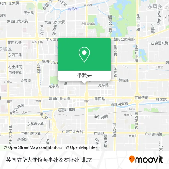 英国驻华大使馆领事处及签证处地图
