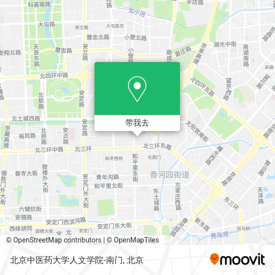 北京中医药大学人文学院-南门地图
