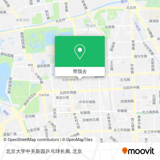 北京大学中关新园乒乓球长廊地图