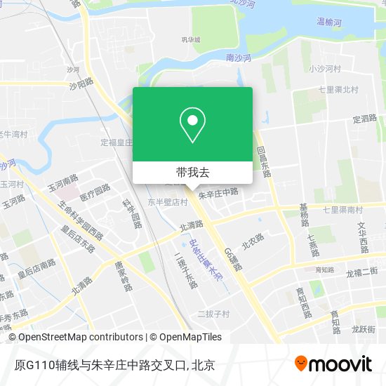 原G110辅线与朱辛庄中路交叉口地图
