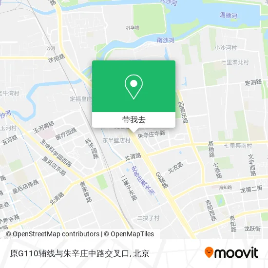 原G110辅线与朱辛庄中路交叉口地图