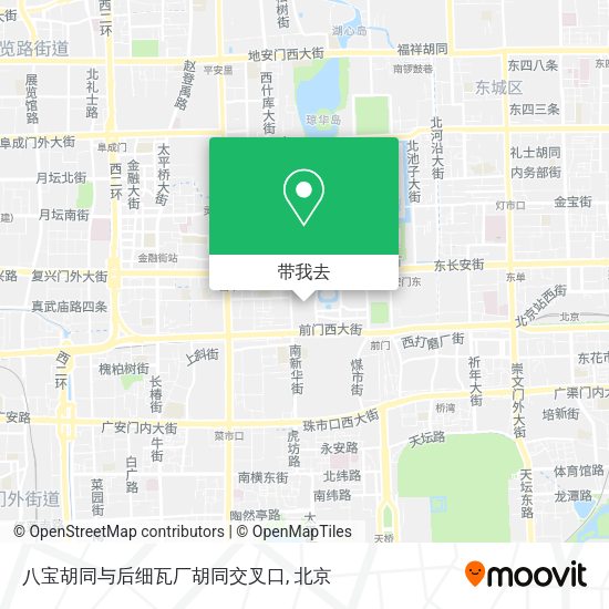 八宝胡同与后细瓦厂胡同交叉口地图