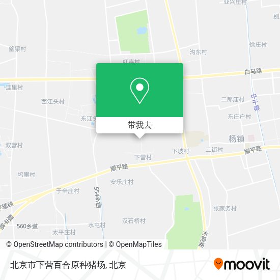 北京市下营百合原种猪场地图