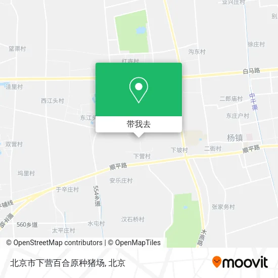 北京市下营百合原种猪场地图