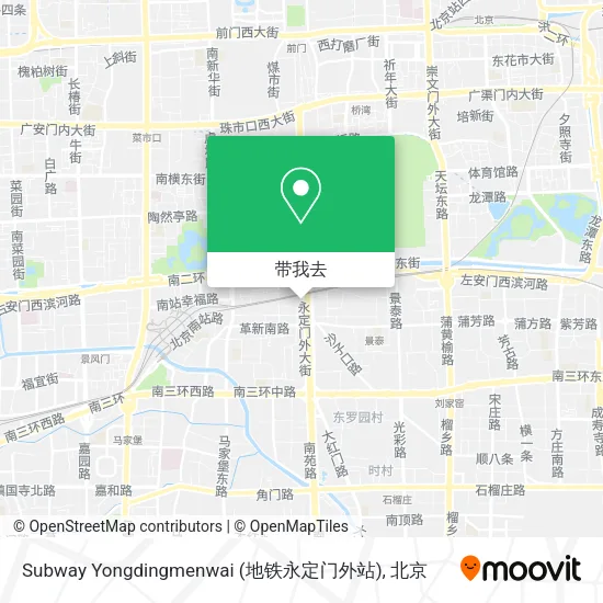 Subway Yongdingmenwai (地铁永定门外站)地图