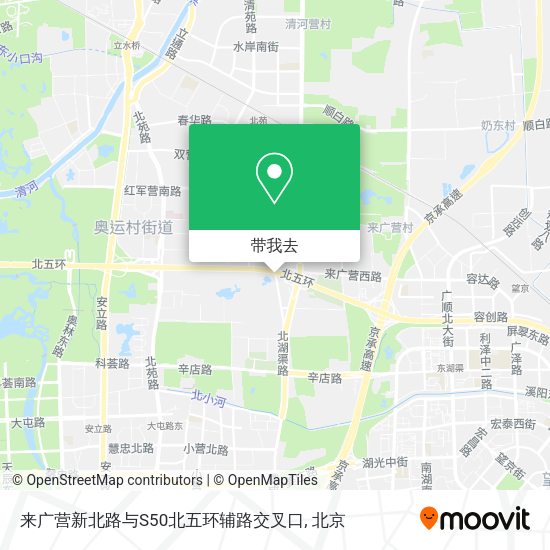 来广营新北路与S50北五环辅路交叉口地图