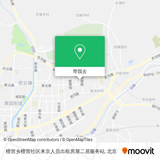 檀营乡檀营社区来京人员出租房屋二居服务站地图