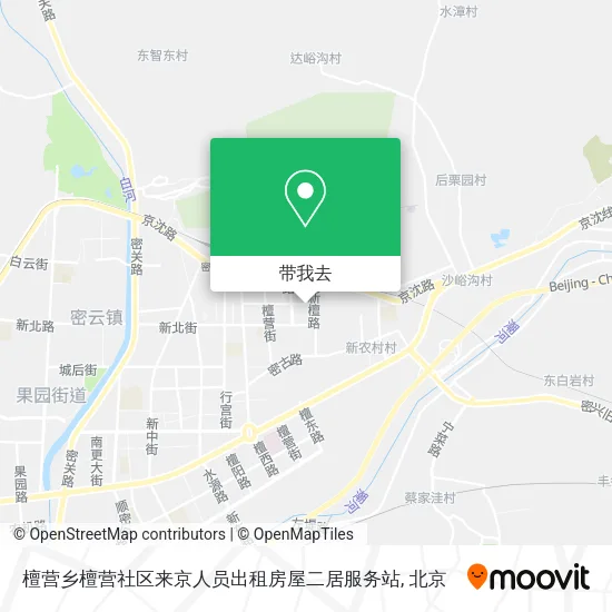 檀营乡檀营社区来京人员出租房屋二居服务站地图