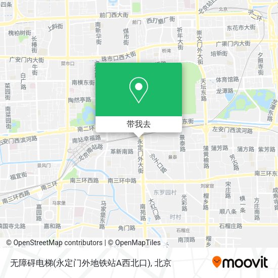 无障碍电梯(永定门外地铁站A西北口)地图