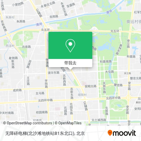 无障碍电梯(北沙滩地铁站B1东北口)地图