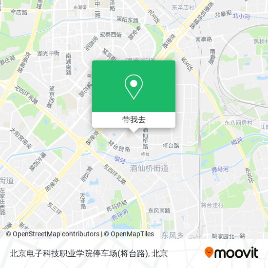 北京电子科技职业学院停车场(将台路)地图