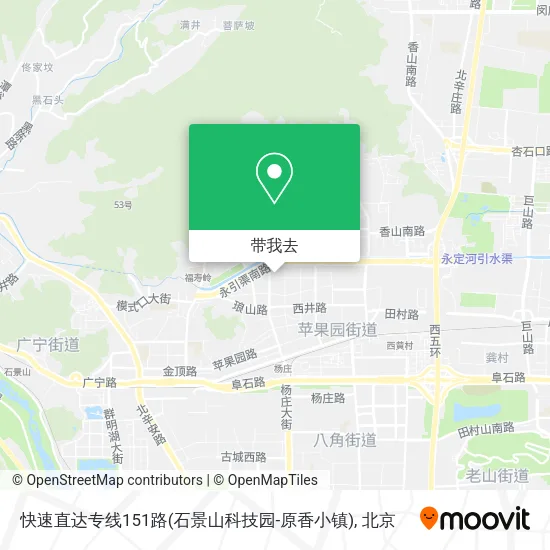 快速直达专线151路(石景山科技园-原香小镇)地图