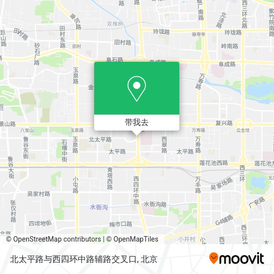 北太平路与西四环中路辅路交叉口地图