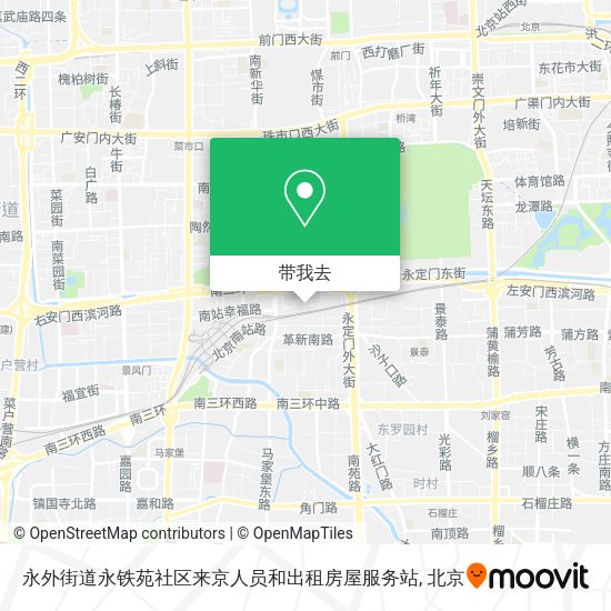 永外街道永铁苑社区来京人员和出租房屋服务站地图