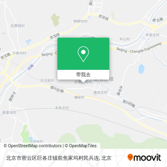 北京市密云区巨各庄镇前焦家坞村民兵连地图