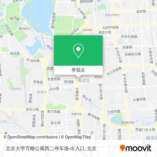 北京大学万柳公寓西二停车场-出入口地图