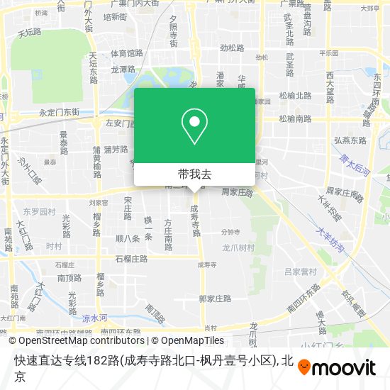 快速直达专线182路(成寿寺路北口-枫丹壹号小区)地图