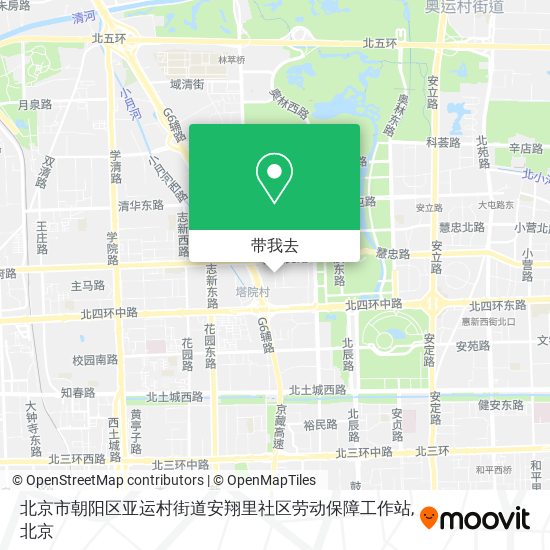 北京市朝阳区亚运村街道安翔里社区劳动保障工作站地图
