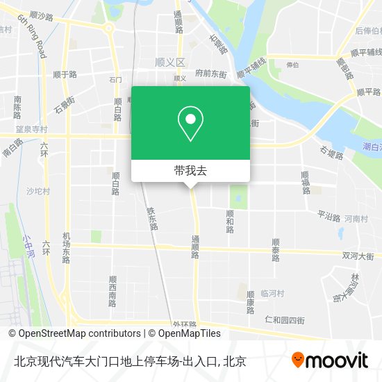 北京现代汽车大门口地上停车场-出入口地图